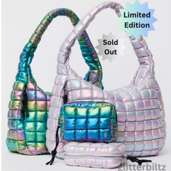 Free People Limited Edition Iridescent Quilted Carryall Bag Nebula - NWT